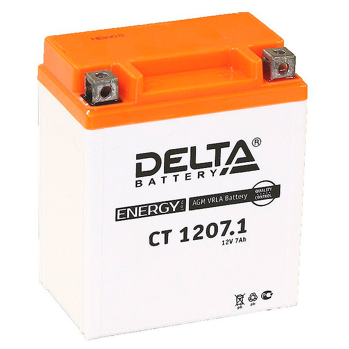 Аккумулятор для скутера, мотоцикла, квадроцикла DELTA CT1207 (YTX7L-BS)