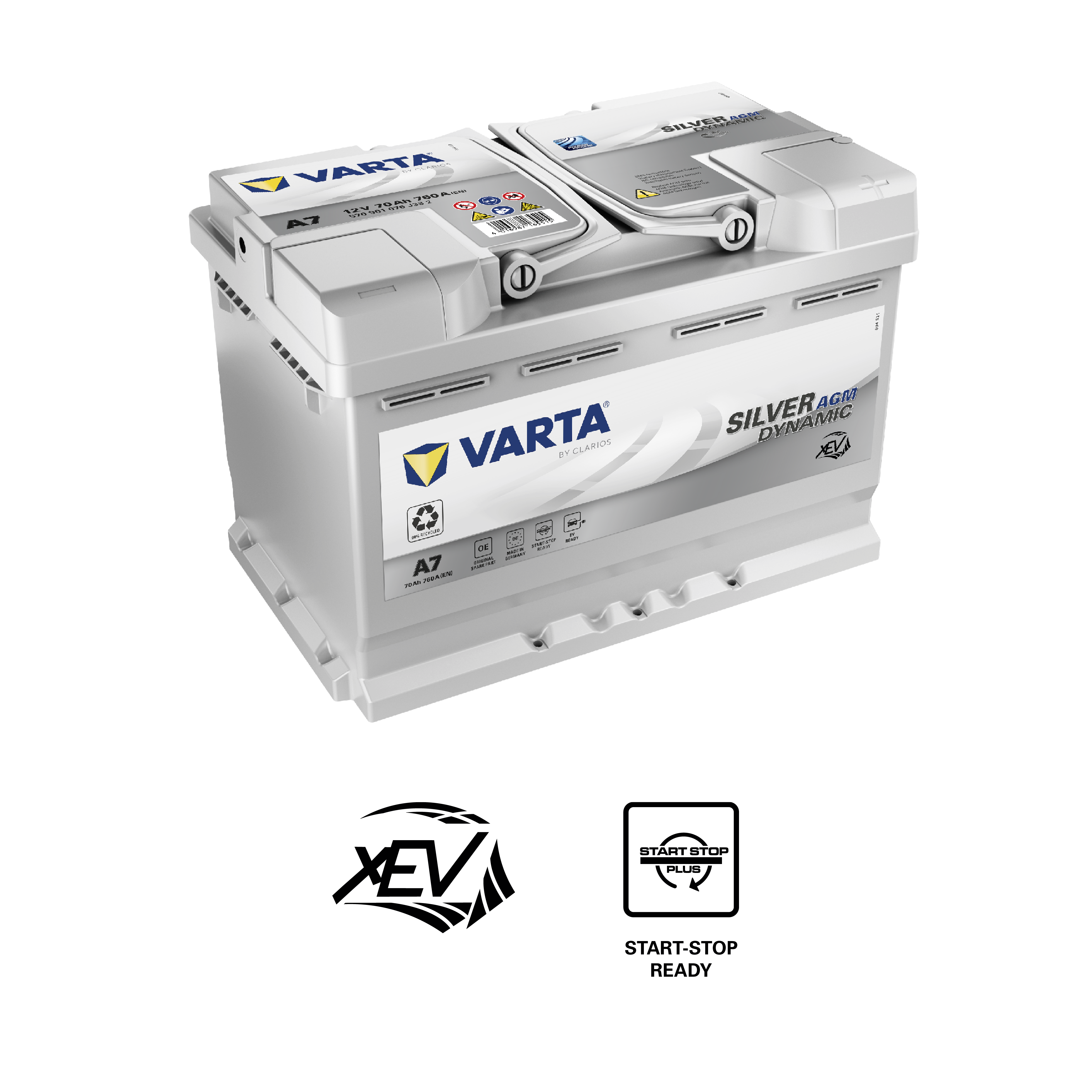 Аккумулятор VARTA 70е 570 901 076 Silver dynamic AGM (E39)