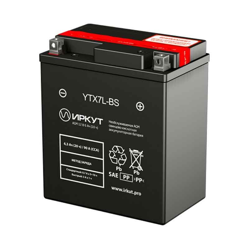 Аккумулятор Иркут YTX7L-BS (12V / 6Ah)