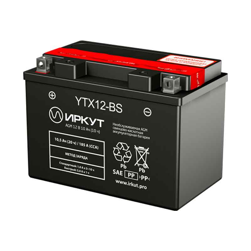 Аккумулятор Иркут YTX12-BS (12V / 10Ah)