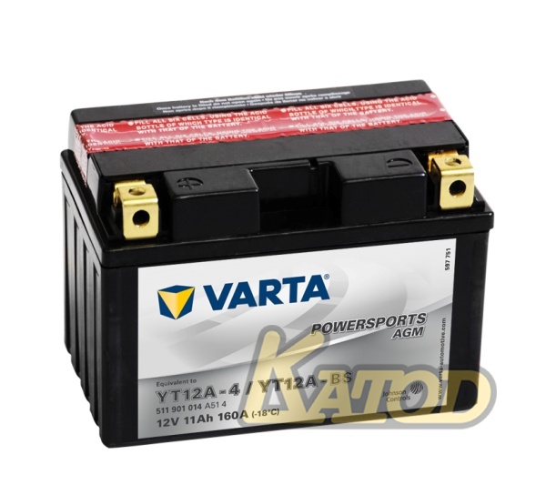 Мото аккумулятор 11Ah Varta 12V 511 901 014 A514 AGM