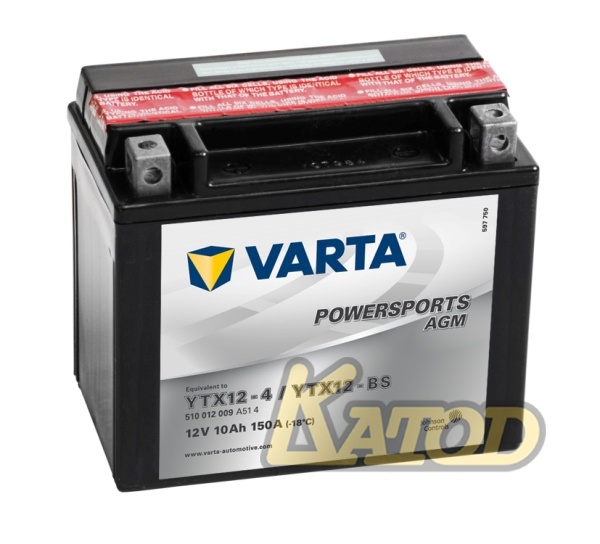 Мото аккумулятор 10Ah Varta 12V 510 012 009 A514 AGM